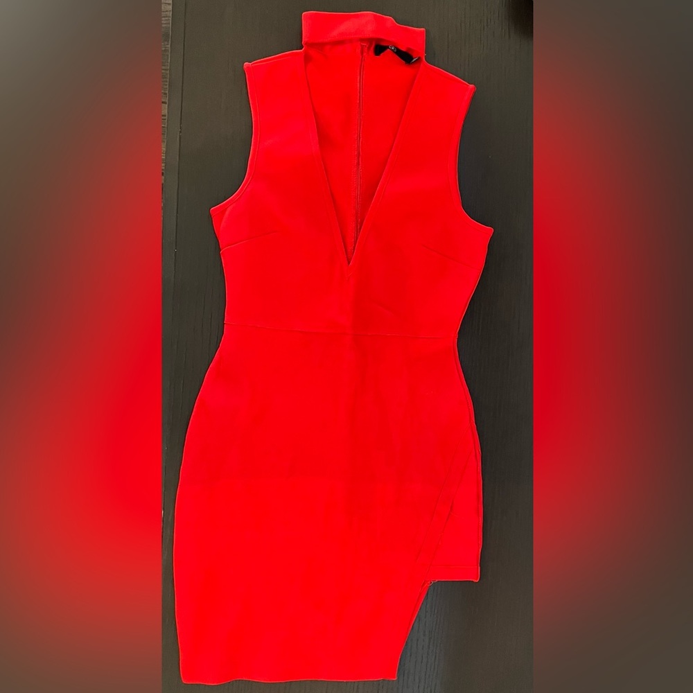 Missguided mini dress in bright orange.